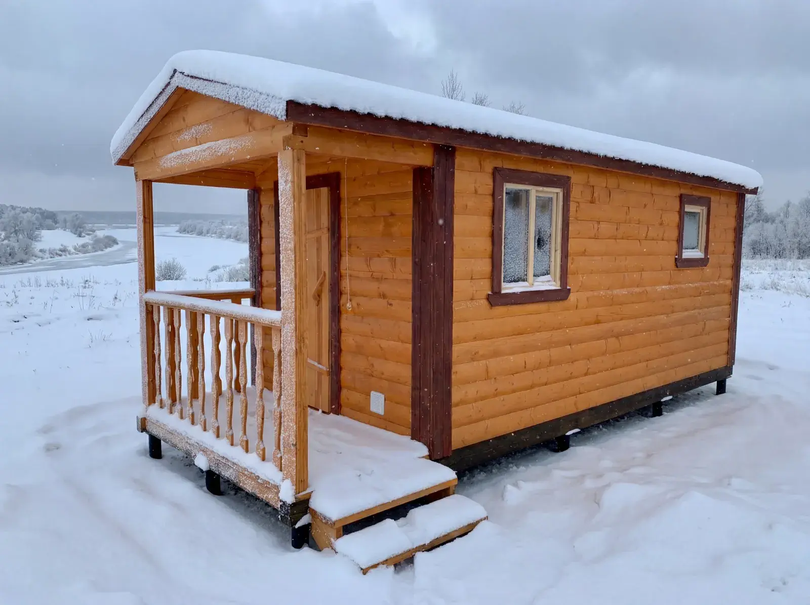 Баня 2,3×6 с крыльцом