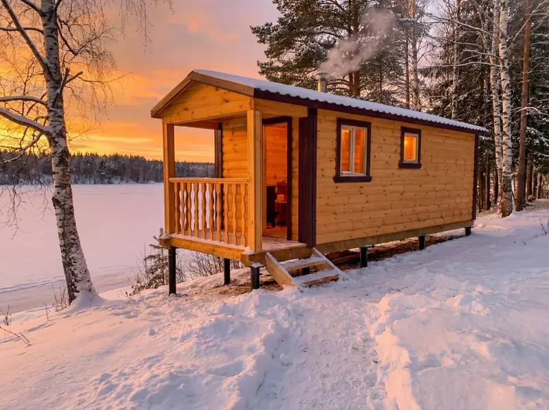 Баня 2,3×7 с крыльцом